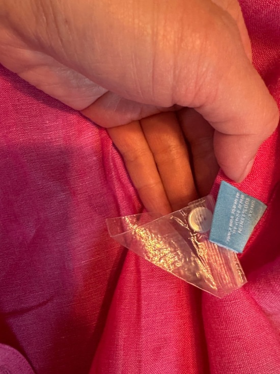 J McLaughlin M Pink Linen Button Front Shirt NWOT Long Sleeve Collared Blouse - Picture 7 of 7